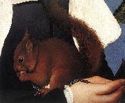 Hans holbein the younger Portrait of a Lady with a Squirrel and a Starling oil